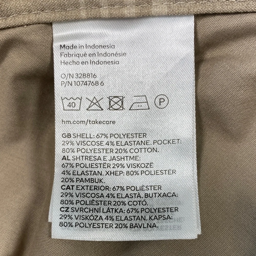 H&M Men's Beige Plaid Skinny Fit Cropped Trousers - NWT - Picture 6 of 10